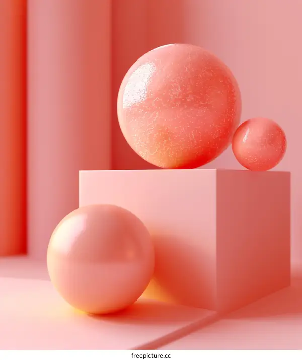 Pink Abstract Background with Spheres
