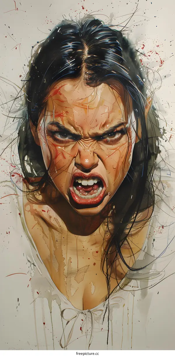 Portrait of a screaming woman