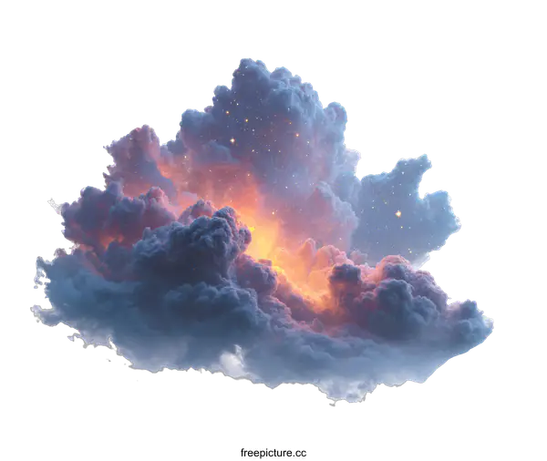 [Transparent Background PNG]Abstract Cloud Formation with Stars