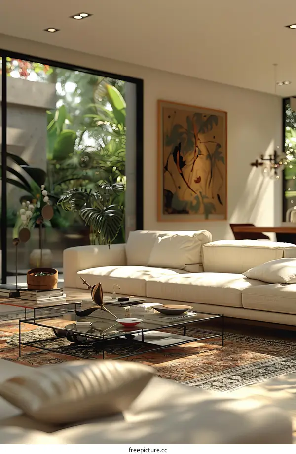 Interior Design Rendering of a Modern Living Room
