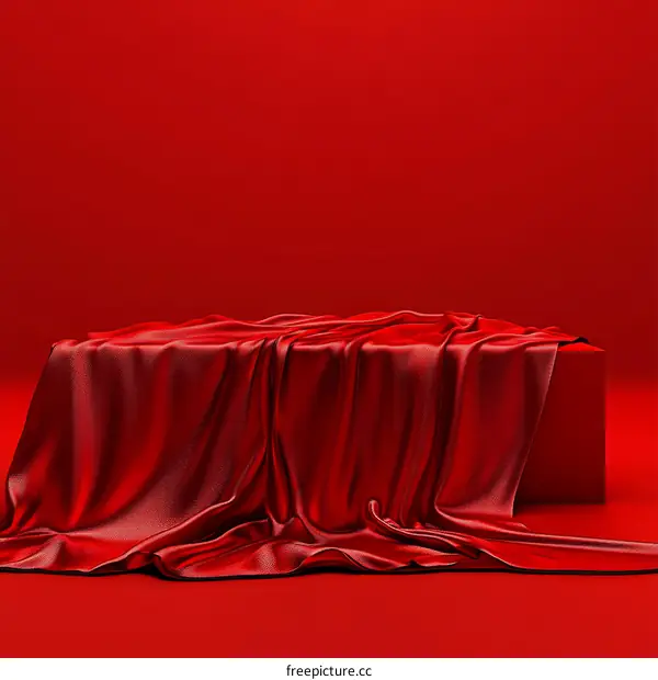 Red Satin Fabric Display Podium