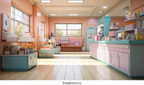 Drugstore Interior 3D Illustration