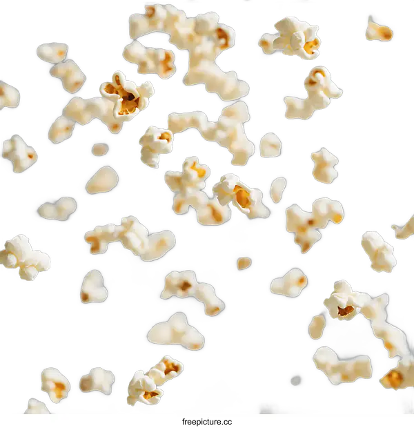 [Transparent Background PNG]Popcorn Flying In The Air On A transparent background
