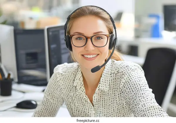 Businesswoman Customer Service Agent Working from Home Office