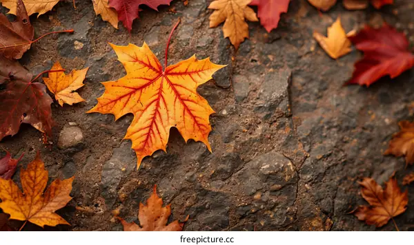 Colorful autumn leaves on the ground