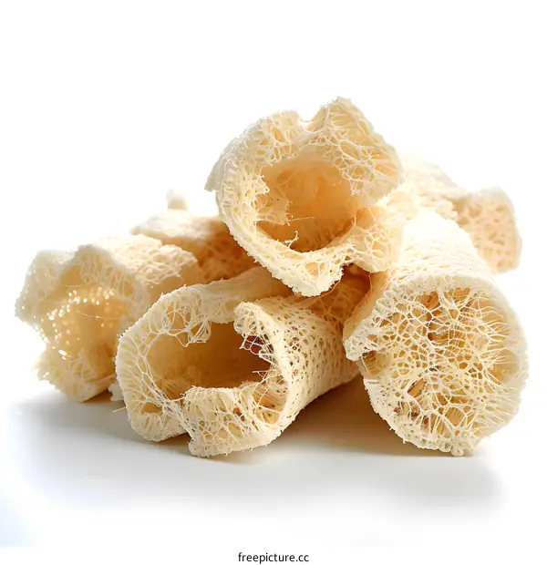 Dried loofah on white background