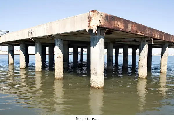 Concrete Bridge Pier Over Water