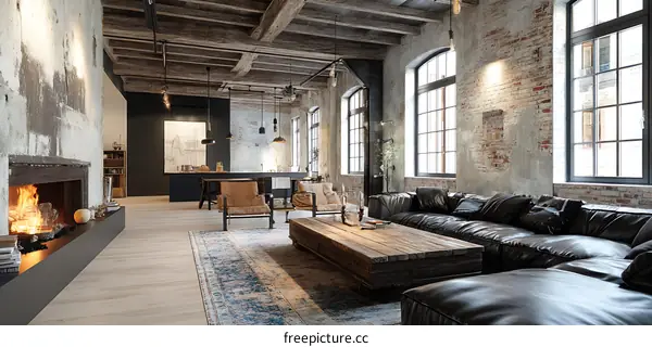 Industrial Loft Living Room Interior Design