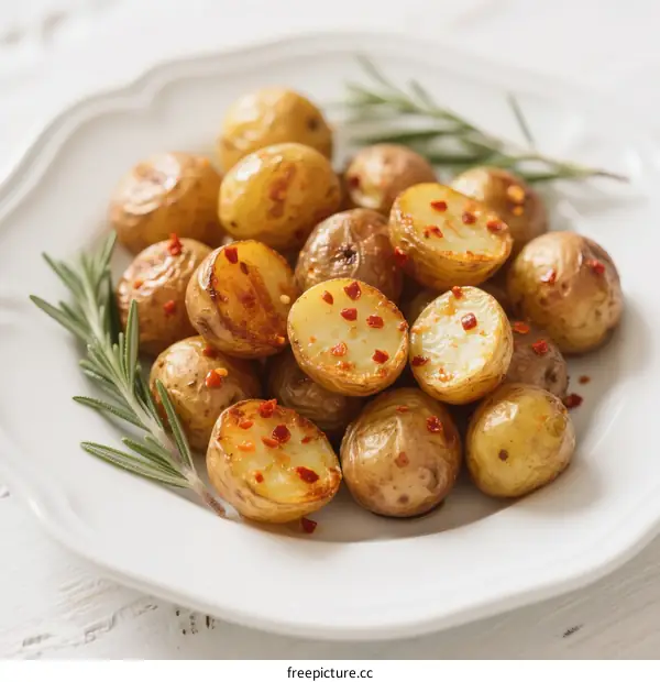 Roasted baby potatoes with rosemary and chili flakes