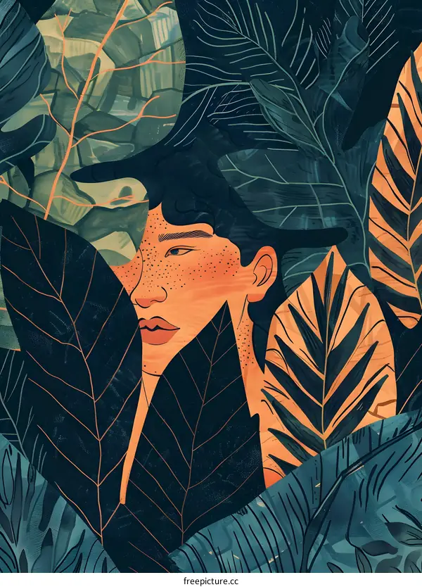 Woman Hidden in Lush Green Foliage