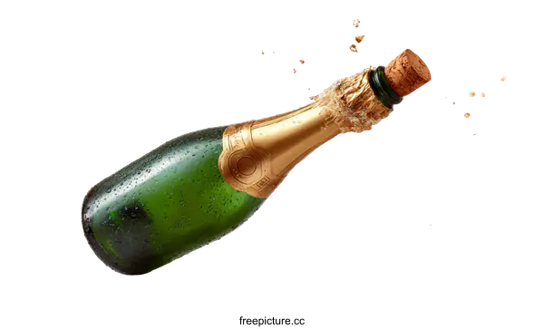 [Transparent Background PNG]Champagne Bottle with Sparkling Explosion
