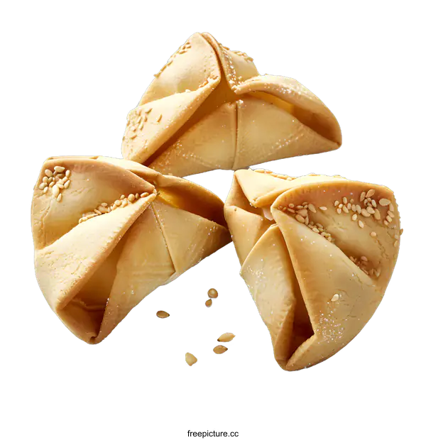 [Transparent Background PNG]Three sesame pastries on white background