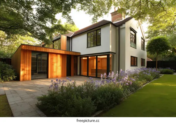 Modern House Extension with Wooden Structure