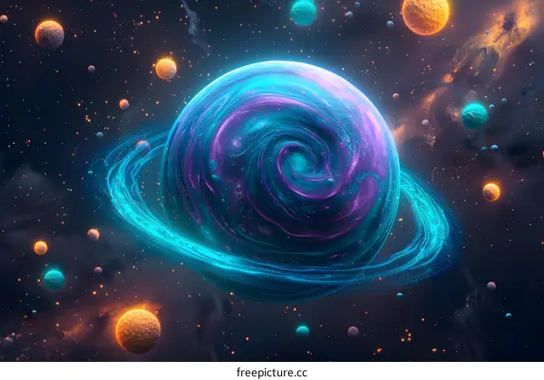 Glowing Planet in a Colorful Galaxy
