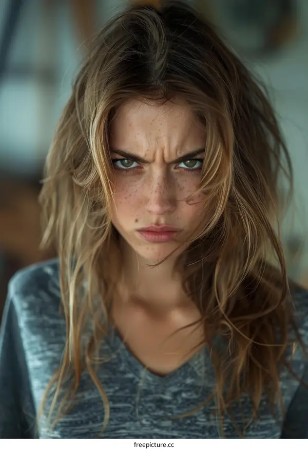 Close-up Portrait of a Caucasian Woman