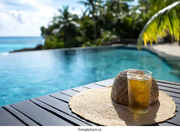 Tropical Summer Relaxation By The Pool