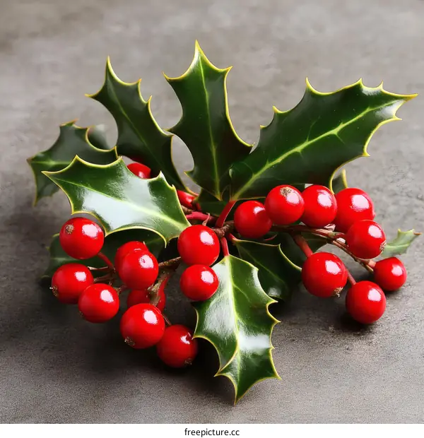 Christmas Holly Sprig Close-up