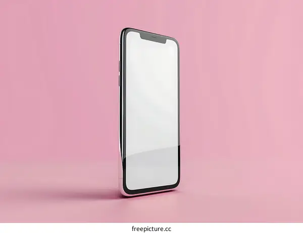 Blank Smartphone Screen Mockup On Pink Background