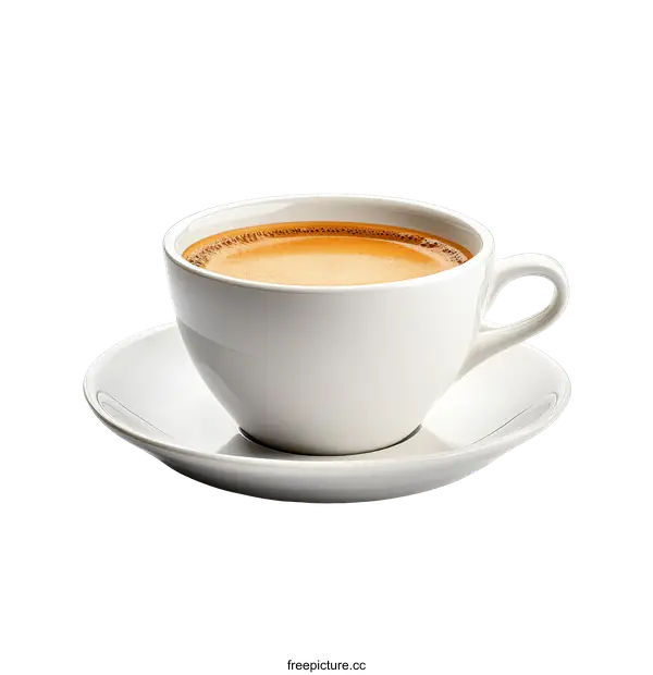 [Transparent Background PNG]Aromatic White Coffee Cup and Saucer