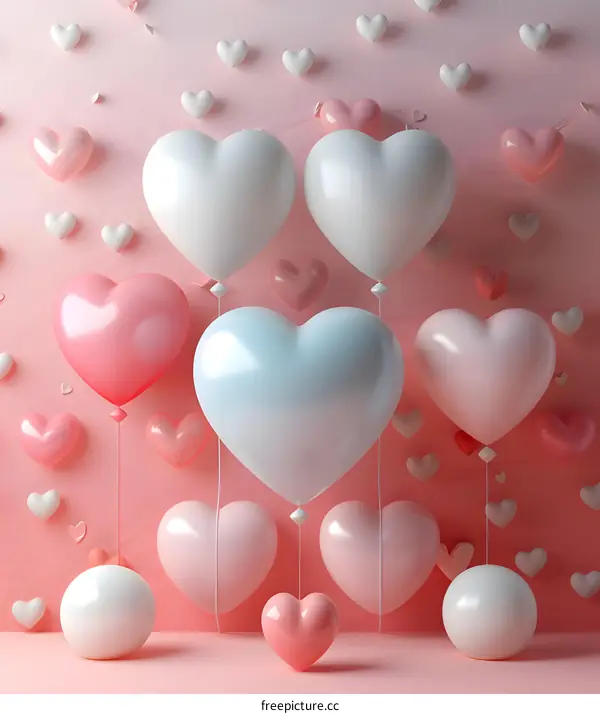 Colorful heart-shaped balloons