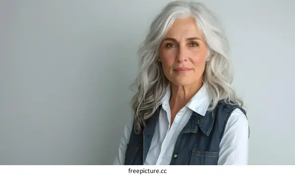Confident Mature Woman with Gray Hair