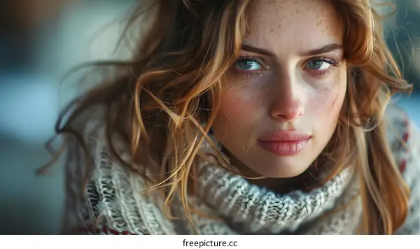 portrait of a young woman with freckles