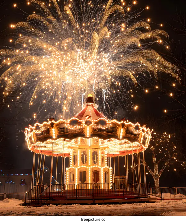 Carousel Under Fireworks