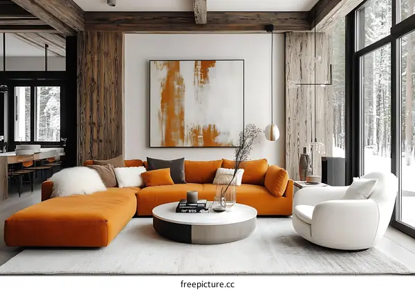 Modern Rustic Living Room Design Featuring Warm Hues