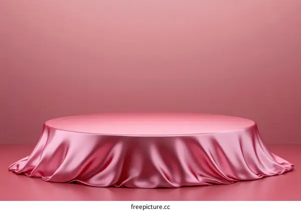 Pink Satin Tablecloth Round Display Platform