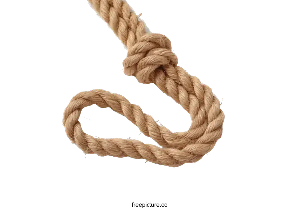 [Transparent Background PNG]Close-up of a Natural Hemp Rope with a Knot