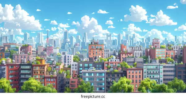 cityscape with many residential buildings