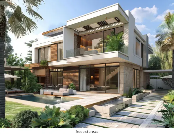 Modern House Exterior with Lush Landscaping