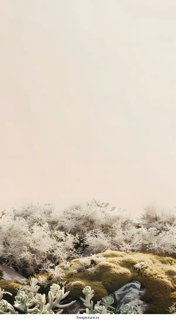 White and Green Moss Background