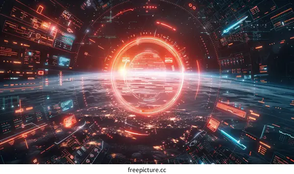 futuristic spaceship cockpit view of planet earth