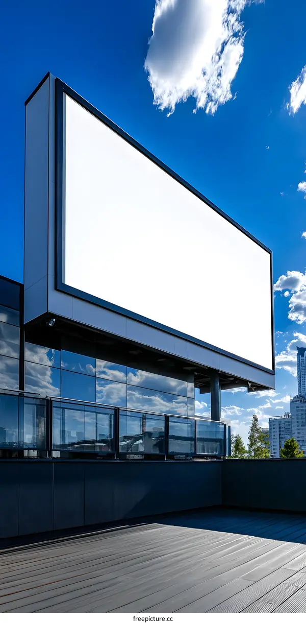 Blank Billboard Mockup On Building Rooftop
