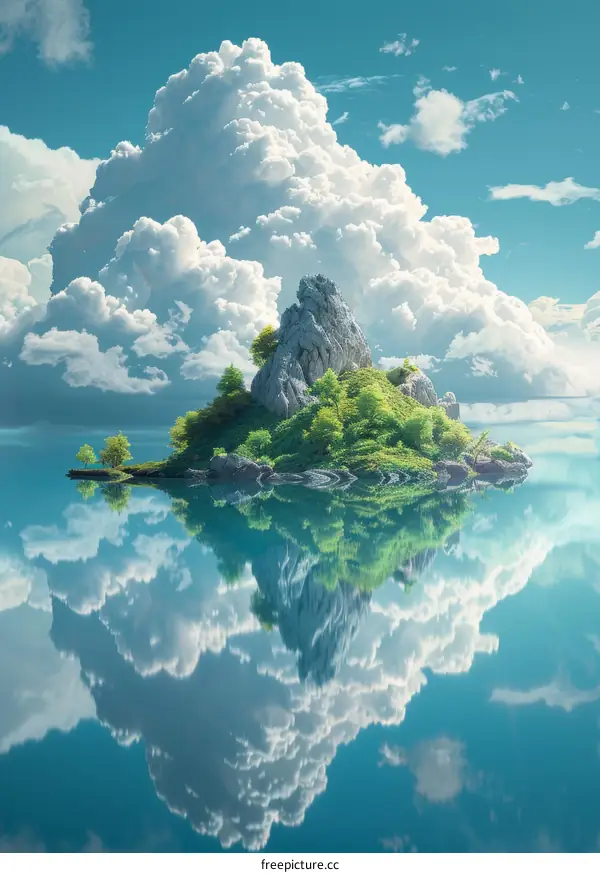 Island Paradise Under a Cloudy Sky