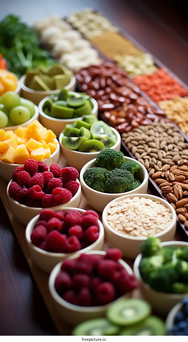 Colorful Bowl of Fresh Fruits and Vegetables