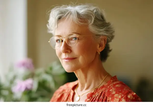 Portrait of a Mature Woman with Glasses
