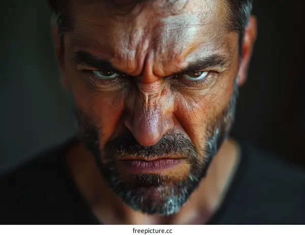 Close-up Angry Man Face Portrait