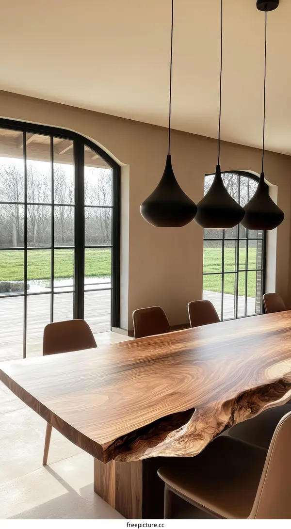 Modern Dining Room with Large Wooden Table