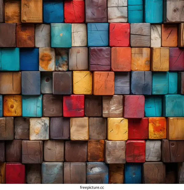 Colorful Wood Blocks Background Texture