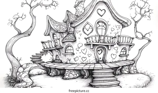 Enchanted Heart House Illustration