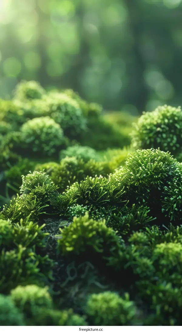 Close-up of green moss thriving on a forest floor