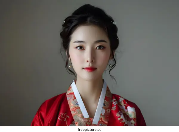 Portrait of a young Korean woman in traditional dress