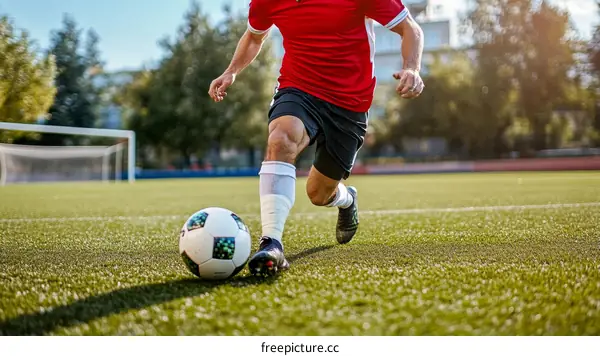 Soccer Player in Action on a Grass Field