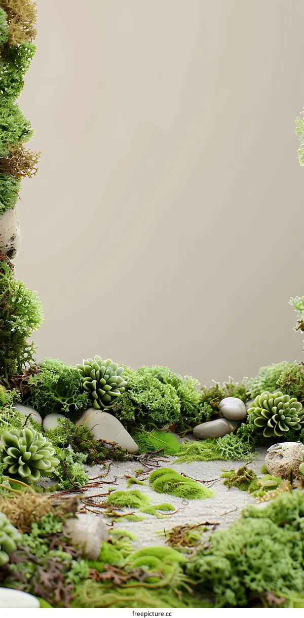 Green Moss and Stones Background
