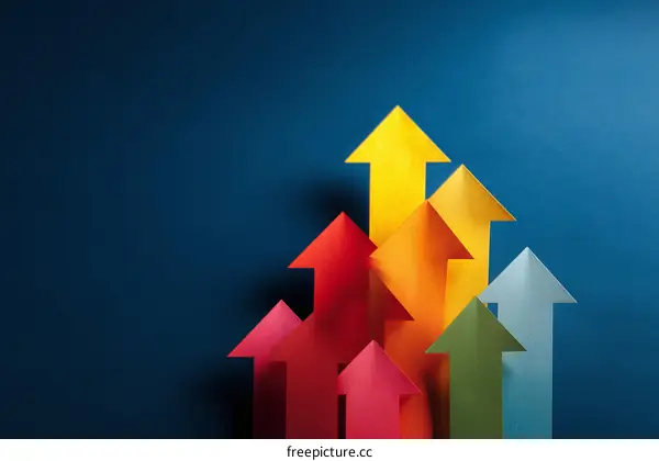 Colorful Growth Arrows on Dark Background