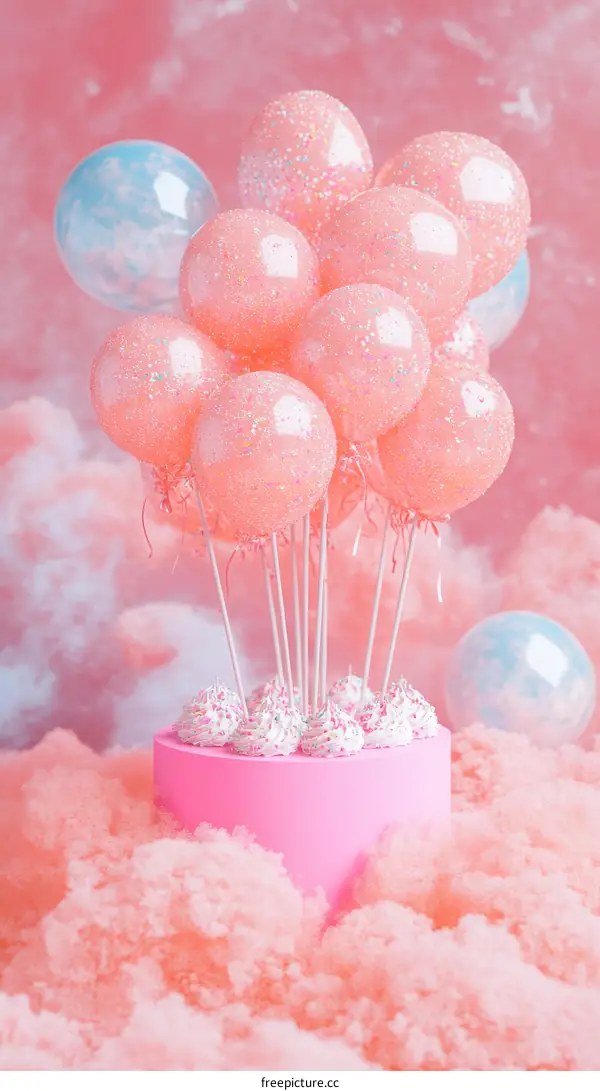 Pink Birthday Celebration with Balloons and Cake