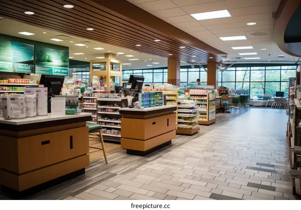 Natural health food store interior