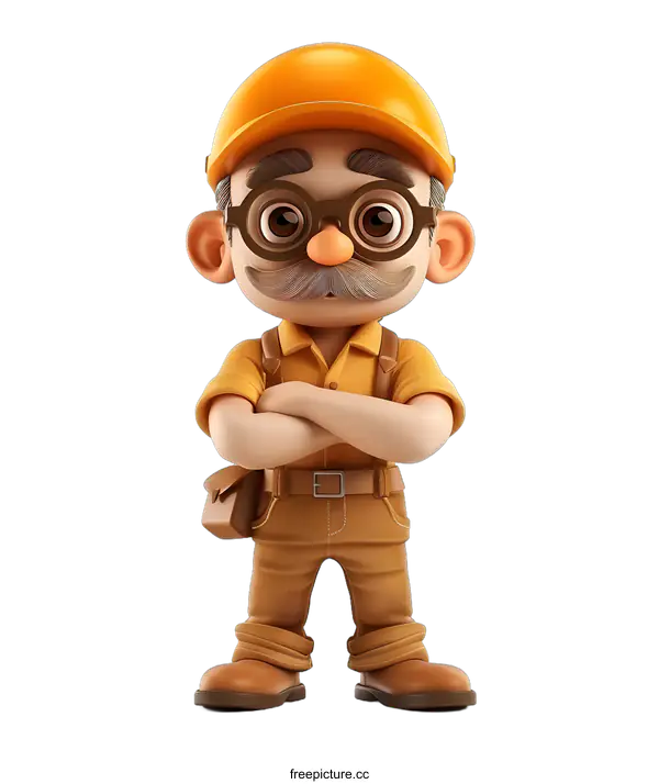 [Transparent Background PNG]3D rendering of a construction worker